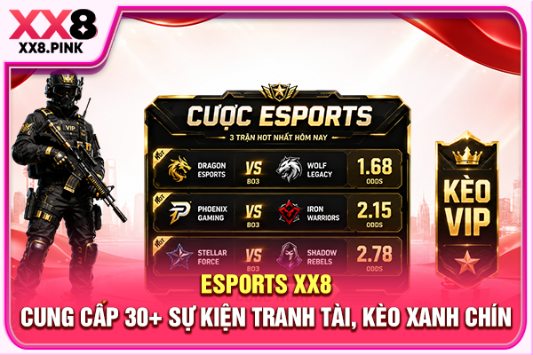 Esports XX8 Cung Cấp 30+ Sự Kiện Tranh Tài, Kèo Xanh Chín
